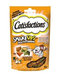 Snack para gatos Catisfactions ShakeUps, snack para gatos adultos y cachorros sabor Delizie del Patio | 6 paquetes de 55 gramos cada uno.