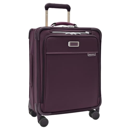 Image of Briggs & Riley 21 inch Global Carry On Expandable Spinner - Luggage for International Travel, Suitcases with Wheels, Softside Rolling Bag for Men & Women, Self-Repairing Zipper - Baseline Collection, Plum