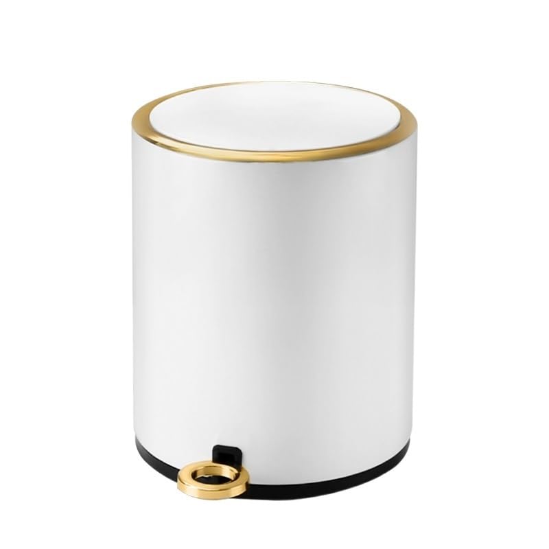 Contenedor de basura Cubo De Basura Con Pedal Redondo, Papelera De Acero Inoxidable, Impermeable, Silenciosa, Con Tapa, para Baño, Inodoro,