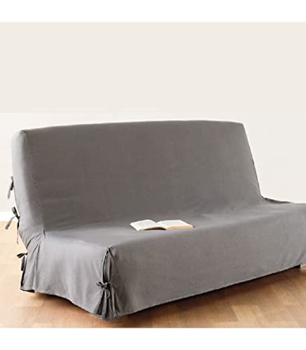 Atmosphera - Housse de clic-clac - Coton - Gris Clair - 140x200 cm