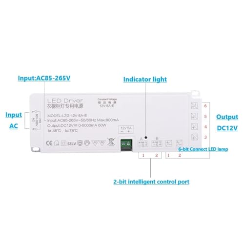 Transformador controlador LED de 60W con enchufe E1U para corriente continua estable de 12V 4