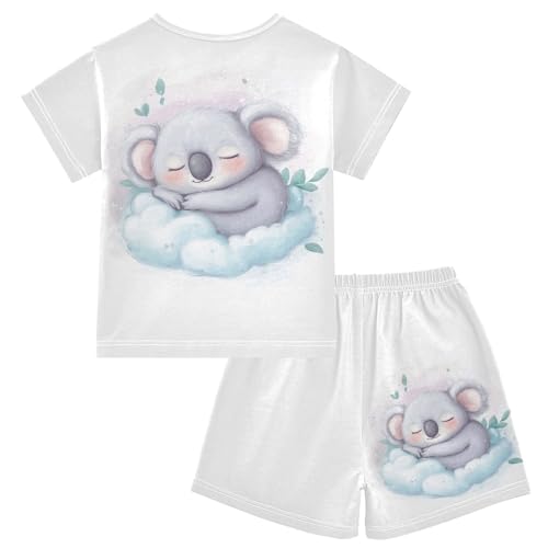 Koala Cloud Pajama Set Short Sleeve PJS 2 Piece Summer Pajamas Shorts Sets Cotton 5Y2