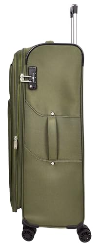 Ultra Lightweight Suitcases Expandable Soft 8 Wheel Luggage Travel Bags Cuba, Khaki, L, Suitcase4