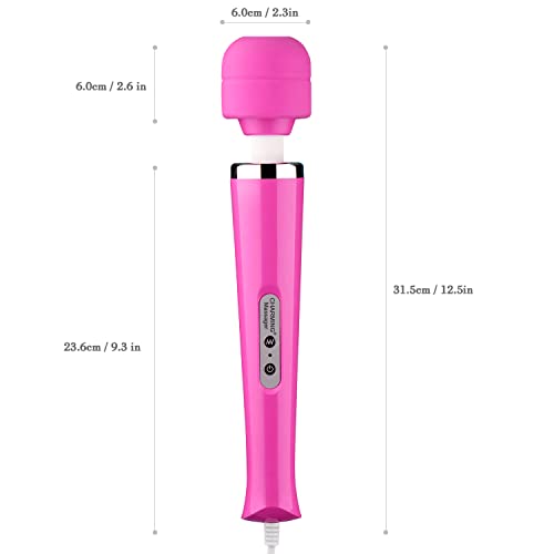 Image of CHARMING 10 Speeds Wired Powerful Handheld Back Massager with Strong Vibration Wand, Personal Therapy Massager for Sports Recovery, Muscle Aches, Body Pain- Rose red