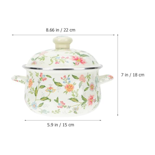 TOPBATHY Vintage Floral Enamel Soup Pot Non-Stick Cookware Small Pot Handle for Stove Top Cooking and Biryani Preparation - Image 2