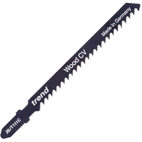 Trend Professional Jigsaw Blades, Pack of 5, 100mm x 3mm, CV Up-Cut, Perfect for Soft Materials, Universal T-Shank, JB/T111C, Black
