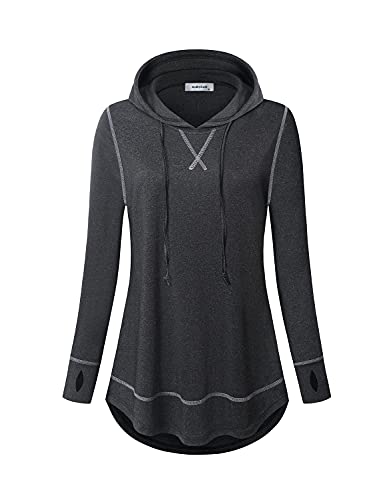 Womens Long Sleeve Workout Yoga Gym Shirts Fall Winter Athletic Hoodies with Thumb Holes