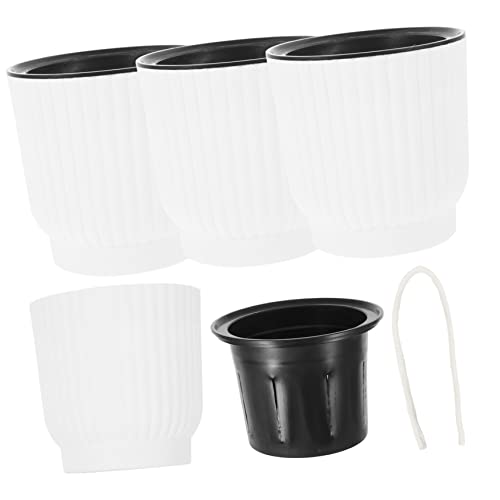 Yardenfun 4Pcs Flowerpot Square Planter Box Indoor Plant Rack Plastic Vases Water Level Flower Pot Square Flower Pot Glass Terrariums For Plants Succulent Pots Home Plant Container Planters #TOP27