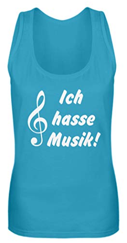 Débardeur pour femme turquoise L Ich Hasse Musique en coton léger
