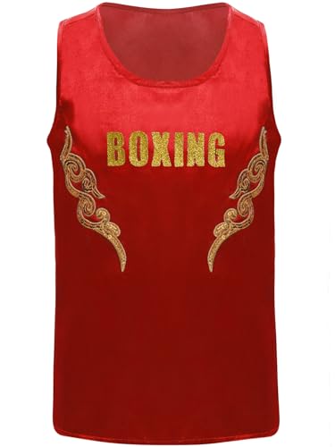 YiZYiF Kids Unisex Boxer Training Suit Mma Kickboxing Uniform Sequin Applique Vest And Boxing Shorts Set3