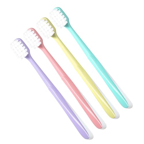 Yardenfun 4 piezas Cepillos de Dientes Adultos con Cerdas Suaves y Cabezal de Unidades Colores Pastel Diseño Ergonómico para Limpieza Completa y Cuidado Dental Diario