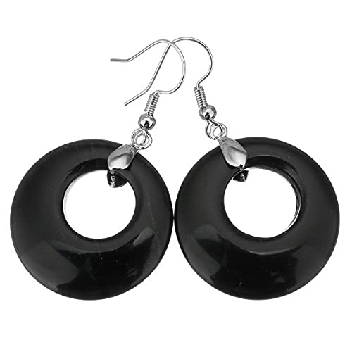 IDB Natural Gemstone Colorful Unity Dangling Earrings - Perfect for Complete and Eternal Love - Approx 2 inchDiameter