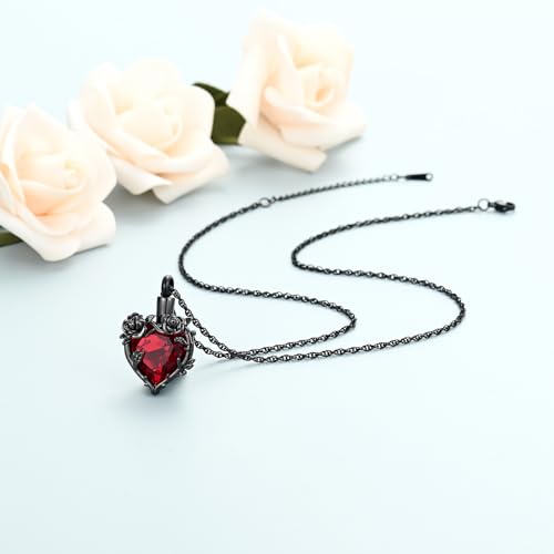 shajwo Cremation Jewelry Rose Flower Heart Urn Necklaces for Ashes for Women Memorial Human Ashes Pendant4