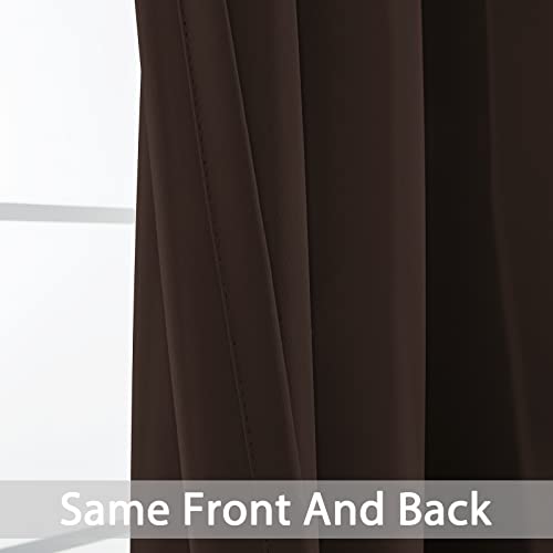 Yakamok Blackout Curtains Room Darkening Thermal Insulated Window Panels,Solid Grommet Top Drapes for Bedroom/Living Room(42Wx72L, Chocolate Brown, 2 Panels)