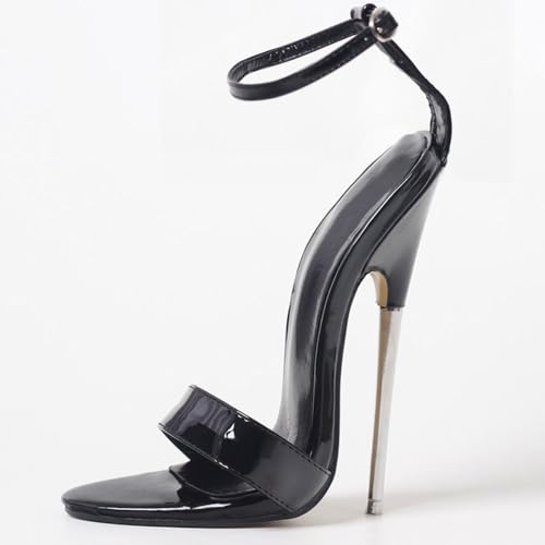 Sandales à talons aiguilles noir métal de 18cm pour soirées branchées - 3
