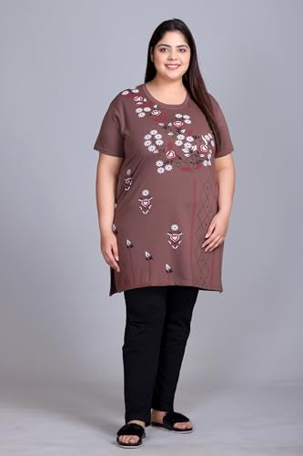 Image of In Love Women's Plus Size Printed Cotton Night Suit Set Short Sleeve | Cotton fabric - soft night suit set for sleepwear and home comfort