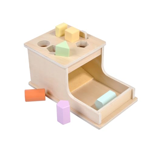 Image of JOCY Montessori Object Permanence Box with Six Blocks,Wooden Ball Drop Toy,Montessori Toys for Babies 6-12 Months,Baby 1 Year Old Infant Toddler