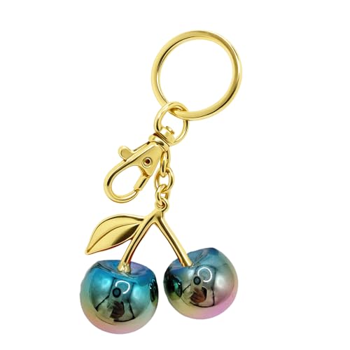 Tiny Cherry Gradient Blue Keychain for Women – Cute Purse Charms & Keychain Charms – Stylish Cherry Key Holder for Handbags – Fashion Backpack Keychains, Cute Keychains for Women & Gifts Decor