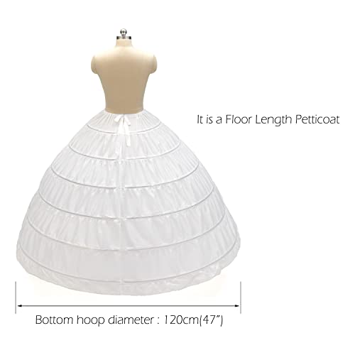 CEZOM Women 6 Hoop Petticoat Crinoline Underskirt for Bridal Wedding Dress MPT0363