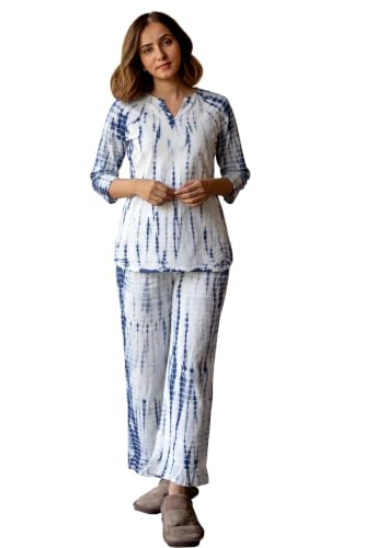 Image of MIRCHI FASHION Pure Cotton Cord Set | Shibori Printed Short Kurti with Palazzo Pant | Ethnic Co-ord Set for Women | Summer Office Wear