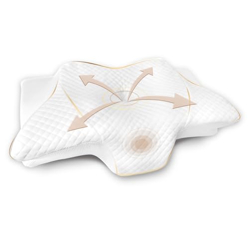 HOMCA Cervical Pillow Memory Foam Pillow, 2 in 1 Contoured Orthopedic Pillow for Neck and Shoulder Pain Relief, Ergonomic Neck Pillows for Side Back Stomach Sleepers
