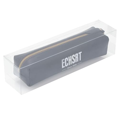 Image of ECHSRT Small Genuine Leather Pencil Pouch for Adults, Black | Crazy Horse Leather Finish, Compact Writing Instrument Storage