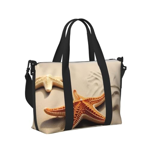Travel Duffel Bag for Men Gym Bag, Starfish on The Sand Beach Landscape Luggage Bag with Shoulder Strap, Large Gym Tote Bag for Women, Weekender Overnight Bag, Foldable Carry on Bag for Airplane2