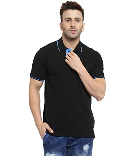 Image of Scott International Men's Organic Cotton Regular Fit Polo T-Shirt (Black and Blue, m)