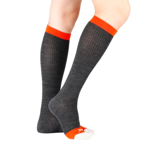 Image of JAVIE Merino Wool Jumbo Dots Compression Socks with Seamless Toe, Knee High Stockings for Women & Men (15-20mmHg)