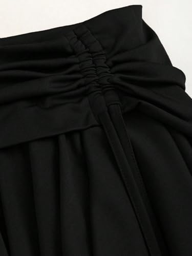 Short Skirts for Women, Casual Drawstring Waist Asymmetric Ruffle Hem Mini Skirt4