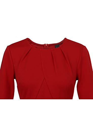 Image of VFSHOW Womens Pleated Crew Neck Peplum Slim Work Business Dress Elegant 3 /4 Sleeves Office Church Bodycon Pencil Sheath Dress