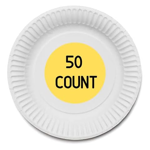 Aestleaf Bulk Disposable White Uncoated Paper Plates for Everyday Use, White, 50 Count, 7 Inches Cover