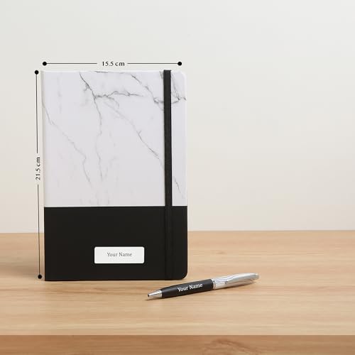 Image of Personalised Diary with Personalized Pen, Gift Combo, Size: A5 - Black