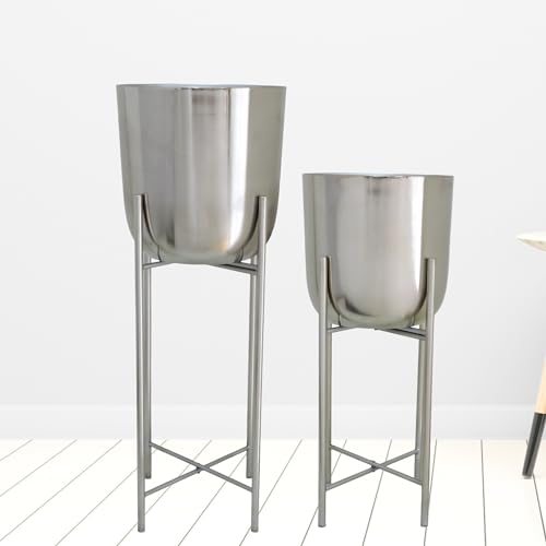 Image of Planters for Indoor Plants Metal Planters for Living Room Metal and Electroplated Nickel | Durable Planters for Living Room Bedroom Home and Office