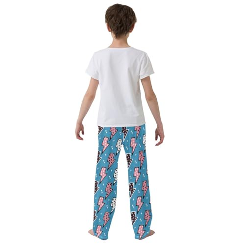 Boys' Pants Pink White Lightning Bolts Blue Long Bottoms Jogger Pants Elastic Waist Trousers with Pockets S-XL3
