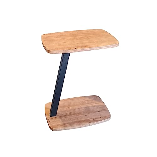 sugodesign Dulcet Mesa de centro con ruedas, pequeña mesa auxiliar en forma de Z/C, bonito elegante aspecto de madera, como estante para sofá