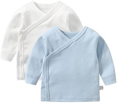 Baby Long Sleeve Side-snap Cotton Shirt Unisex Newborn Girls Boys Kimono Tee Shirts Top