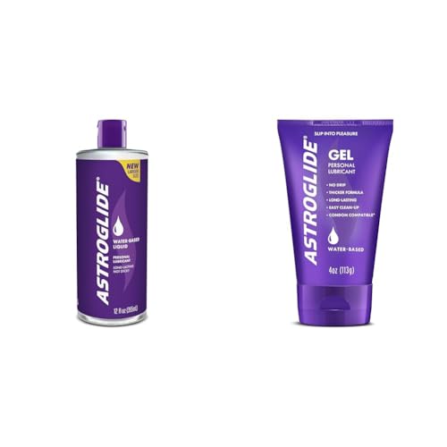 Image of Astroglide Personal Lubricants Bundle - Liquid (12oz) & Gel (4oz) Water Based Lubes, Long Lasting, Condom Compatible