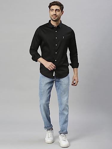 Image of Thomas Scott Men's | Solid | Full Sleeve | Slim Fit | Cotton Blend | Spread Collar | Casual Shirt