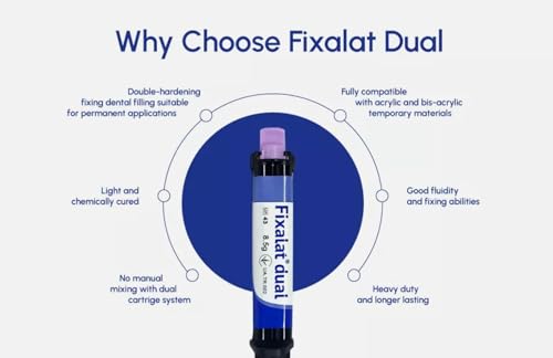 Dental Repair Kit for Permanent Applications Tooth Filling Repair For Implants, Veneers, Inlays, Onlays,Crown, Bridges Two Component Self Cure Automix Cartridge