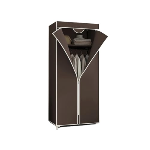 Armario plegable de tela marrón compacto con estantes para ropa 8