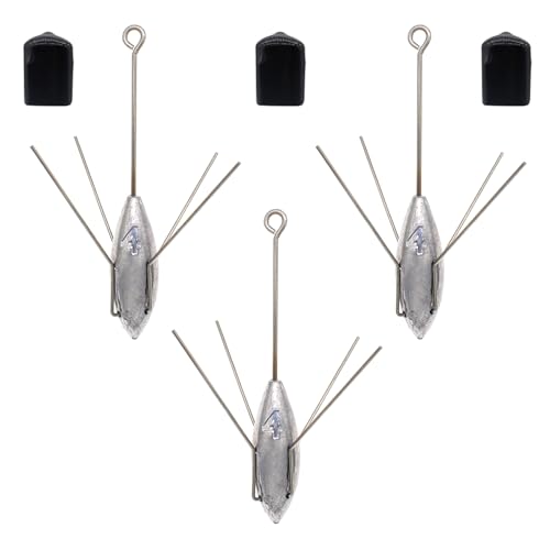 Fishing Sinker Weights Lead Surfing Casting Spider Sinkers Long Tail Fishing Sinkers Fishing Equipment for Catfish Saltwater Ocean Beach Sand (4oz - 3pcs)