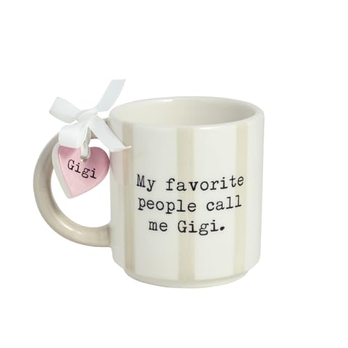 Taza de cerámica gris Mud Pie Gigi miniatura 1