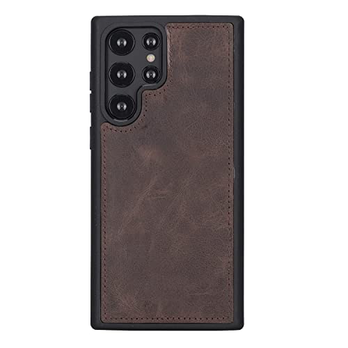 Chocolate Brown Galaxy S23 Ultra 6.8" Wallet Case Genuine Leather, Magnetic Detachable Luxury Flip Case, Rfid Protected, Compatible With Wireless Charge And Car Mount #TOP6