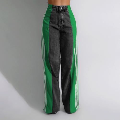 Jean taille haute à rayures pour femmes coupe droite ample S - 2