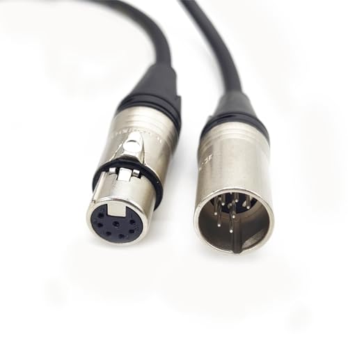 FOWIUNYE 7 Pin XLR Cable Connector, 7 Pin XLR Tube Microphone Cable Balanced Male to Female Connections for Microphone and Audio Interface, Straight Female to Male XLR Plug Cable?5Meter?