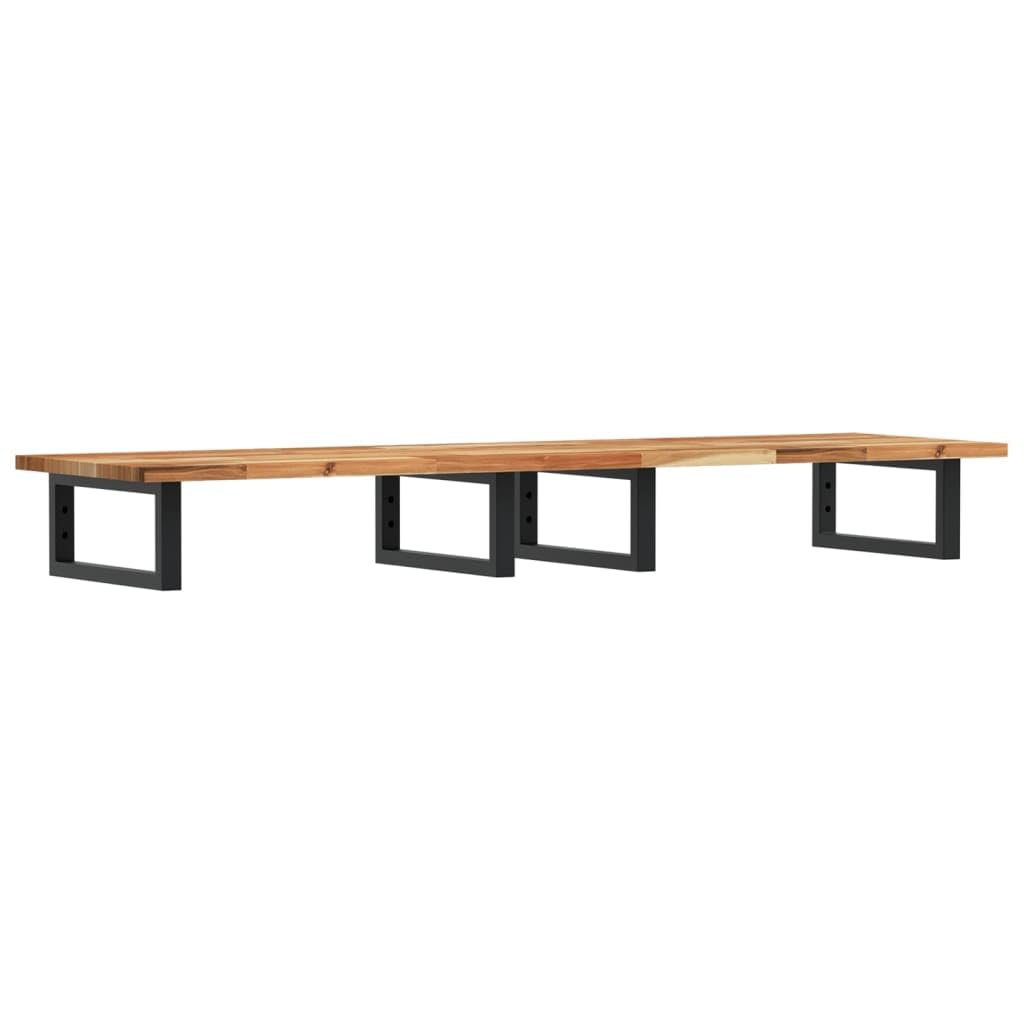 Waschtischplatte mit Wandhalterung, 160x40 cm, Waschbeckenregal aus massivem Akazienholz und Stahl, Konsole für Badezimmer, Schwarz, stabile Wandmontage