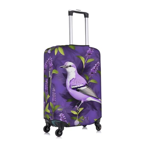 Bird in Purple Lavender Floral Flowers print Trolley Suitcase Protective Cover Luggage Protective Cover Unique Double Sided Pattern2