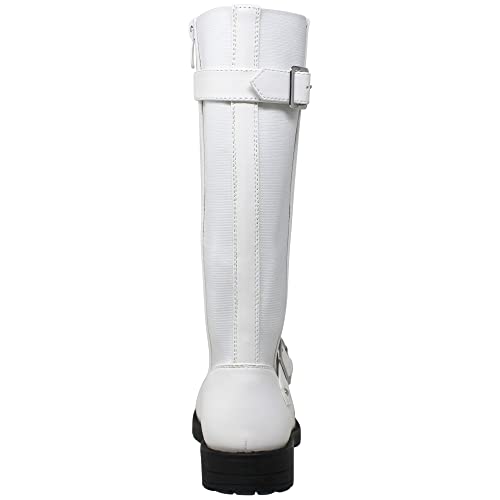 Generation Y Girl's Mid-Calf Knee-High Boots Riding Zip Closure White Size 1 #TOP3