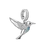 MM | Abalorio Charm Dije 100% plata de ley 925 Colibri, colgante para mujer compatible con Pandora y otras pulseras....